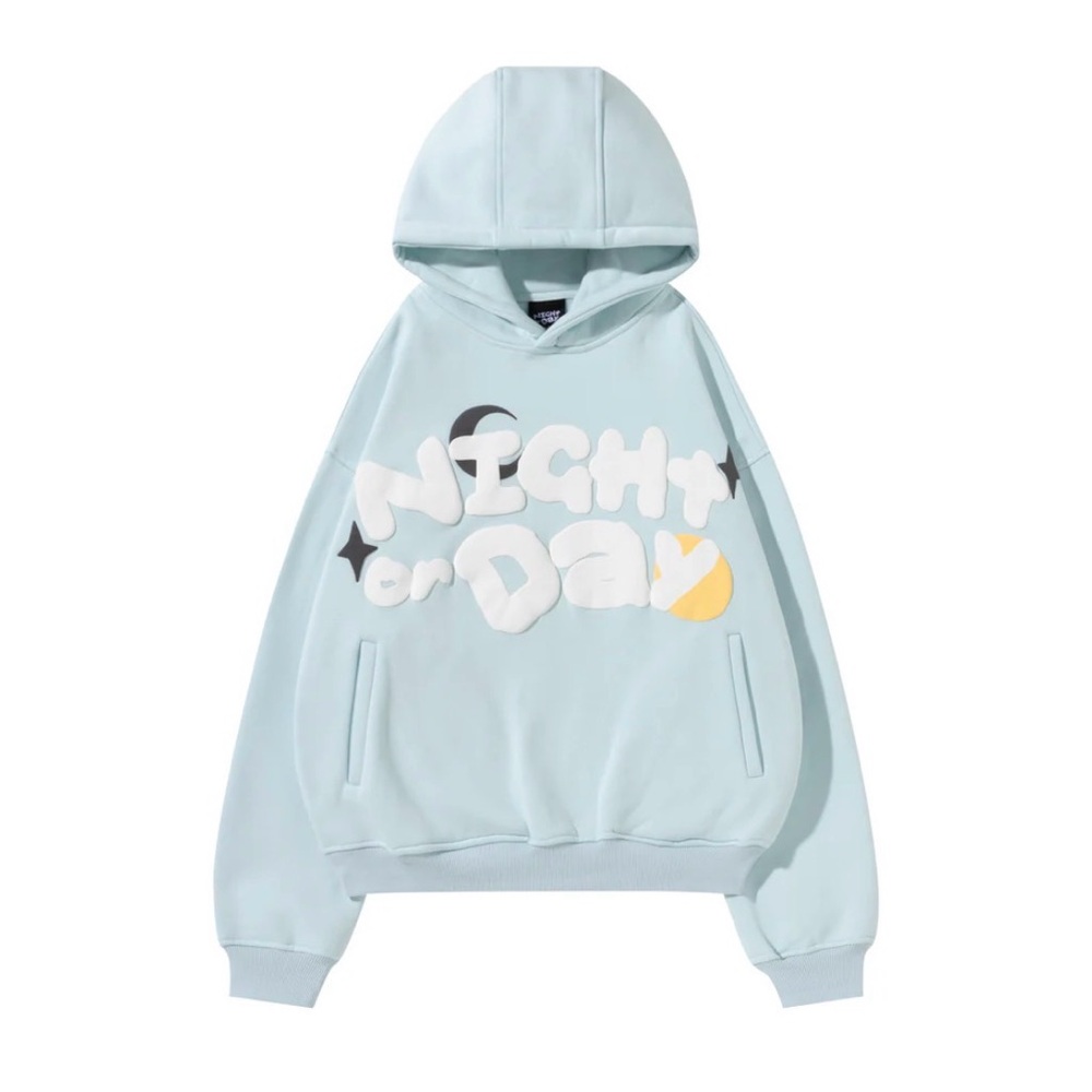 Light Blue "Night or Day" Graphic Hoodie